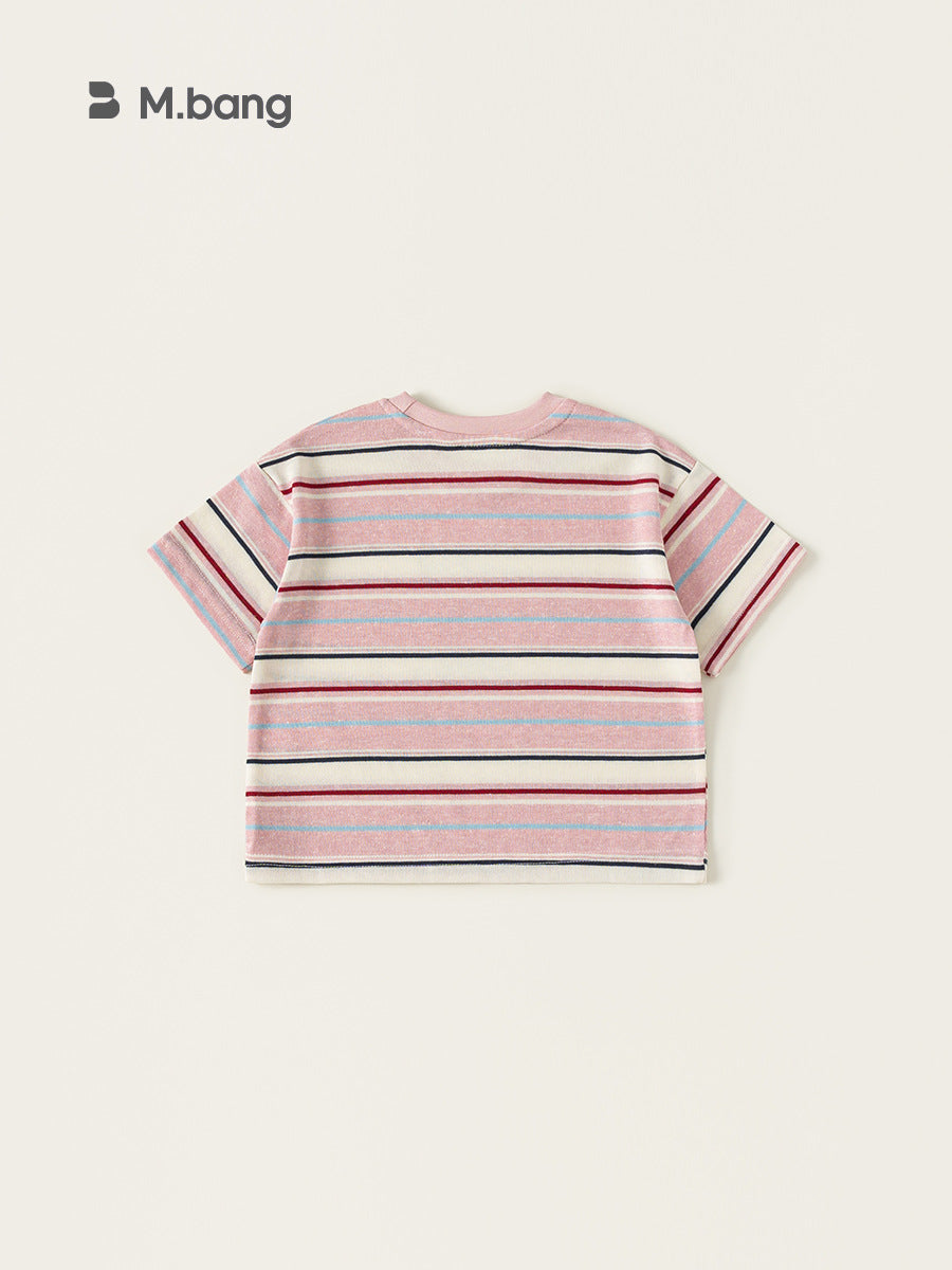 Children's Clothing Summer Thin Dopamine Striped Short-sleeved Cartoon Children's T-shirt