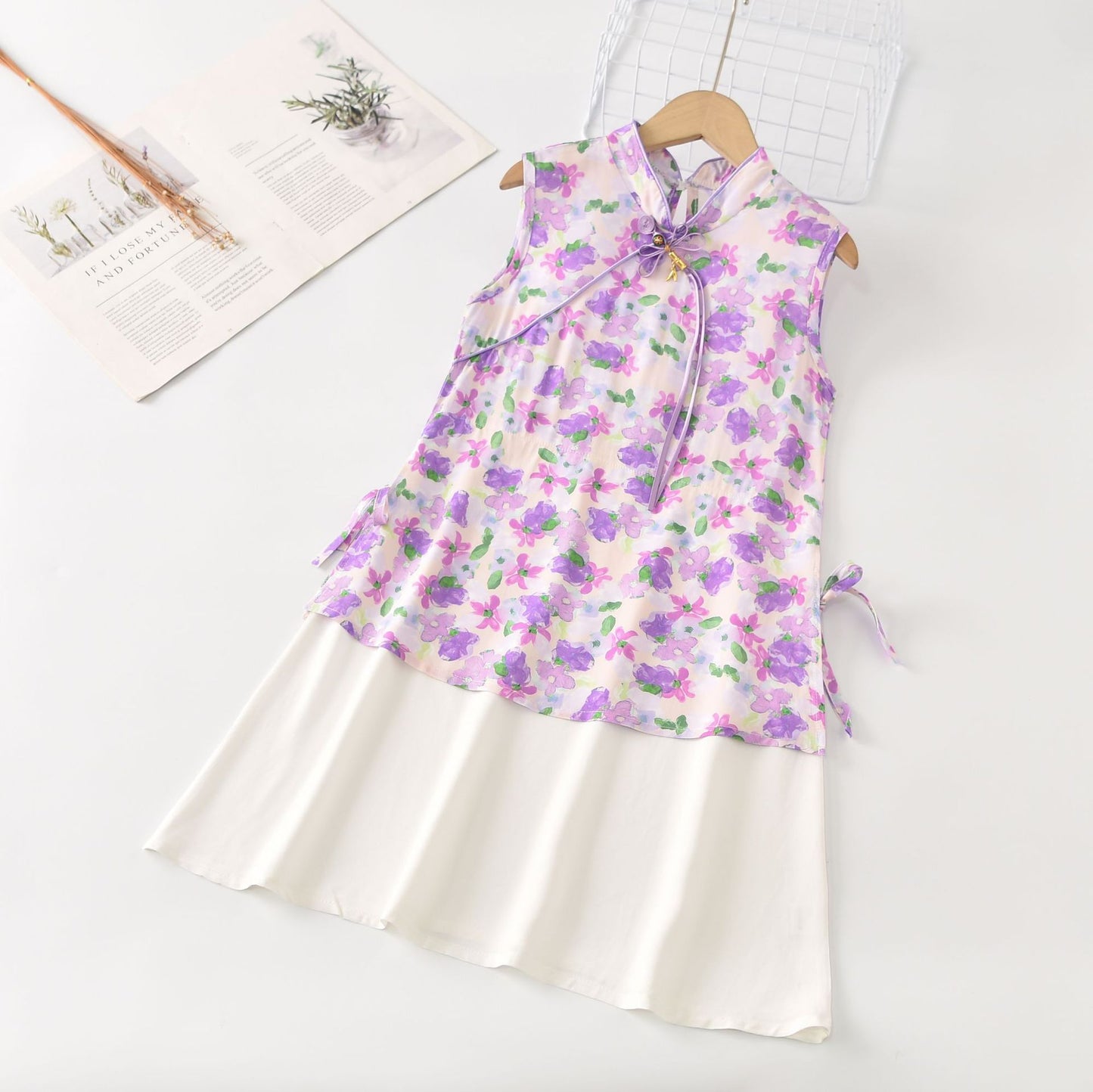 Children's Cotton Silk Short-sleeved Summer Thin Chinese Style Cheongsam Children's Dress