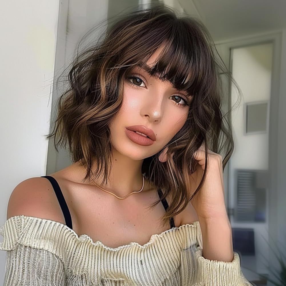 Big Wave Bangs Chemical Fiber Fashion Wig Short Curly Hair