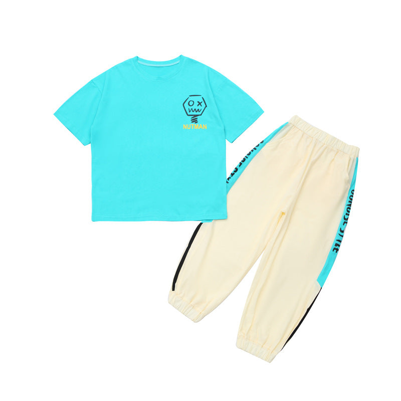 Summer Fashionable Medium Large Boyish Look Short-sleeved Sportswear Children's Suit