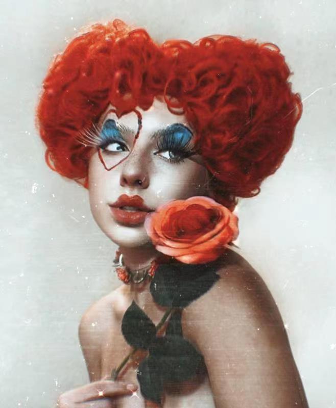 Queen Of Red Peach Alice In Wonderland Anime Halloween Cos Wig