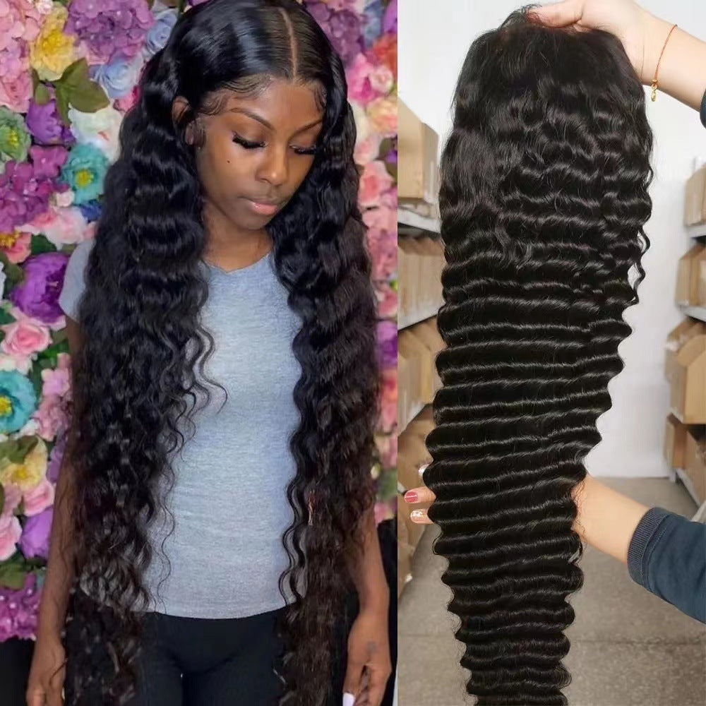 Women's African Small Curly Hair Front Lace Wig Long Curls