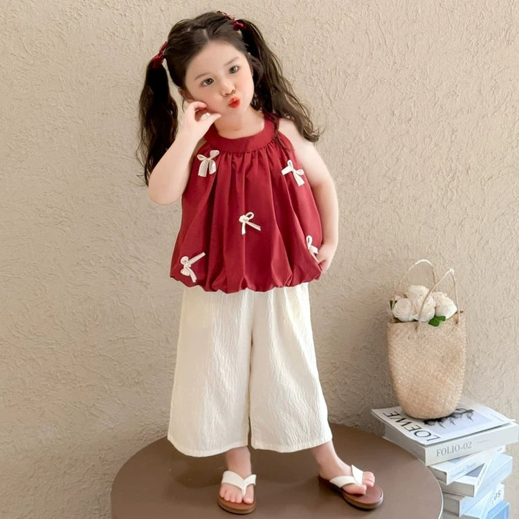 Summer Little Fashion Red Vest Korean Children's Suit