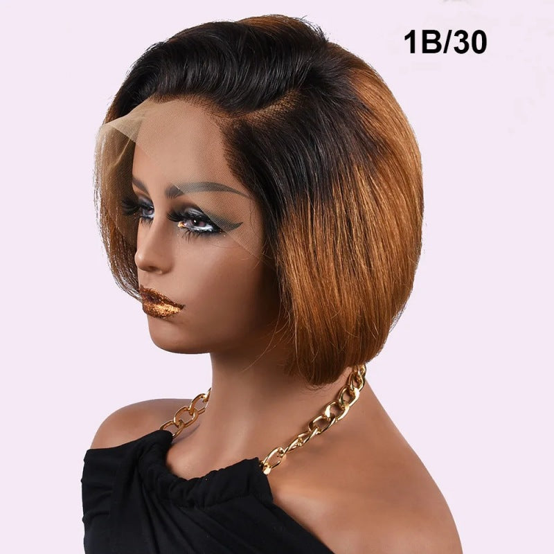 Frontal Pixie Bob Human Color Lace Real Hair Wig