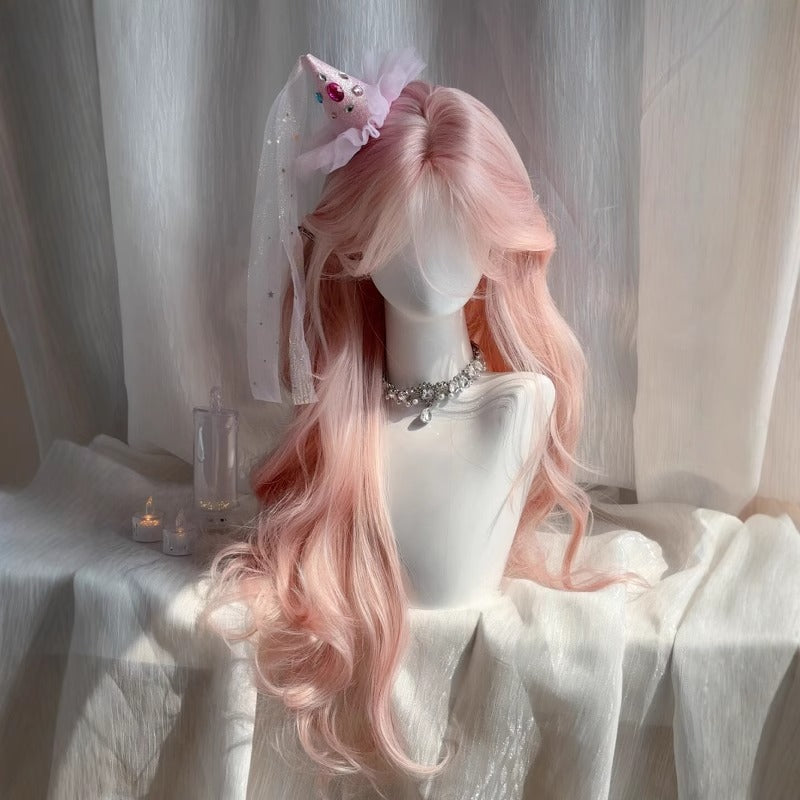 Love Urgent Female Medium Cherry Blossom Pink Big Wave Wig Long Curls