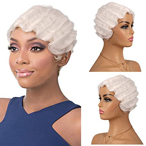 Generation Vintage Hand Push Water Ripple Simulation Wig Short Curly Hair