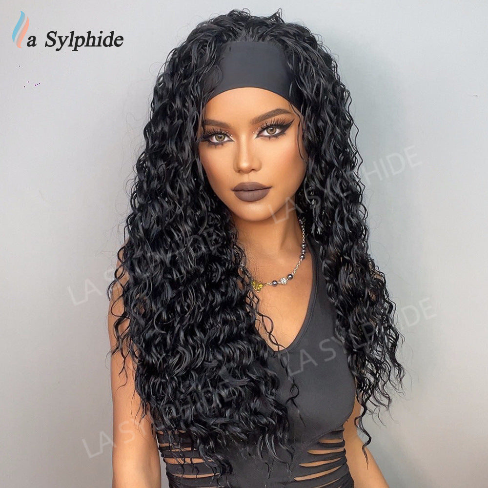 Hair Band Female Black Small Curly Brown Straight Mechanism Wig Long Curls