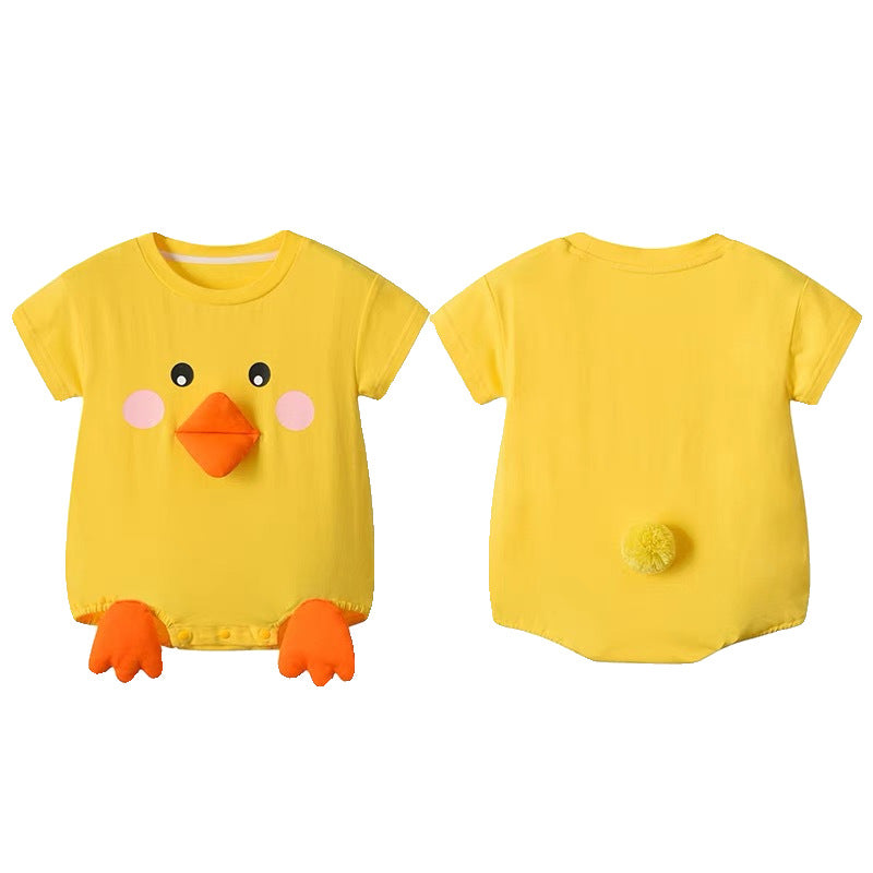 Women's & Men's Small Yellow Duck Clothes Thin Triangle Jumpsuit, Climbing Suit