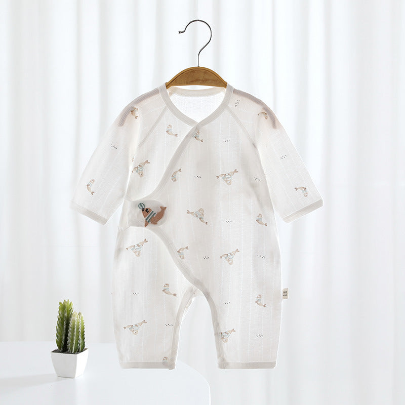Summer Thin Long Sleeve Gown Boys One-piece Romper Born Clothes Jumpsuit, Climbing Suit