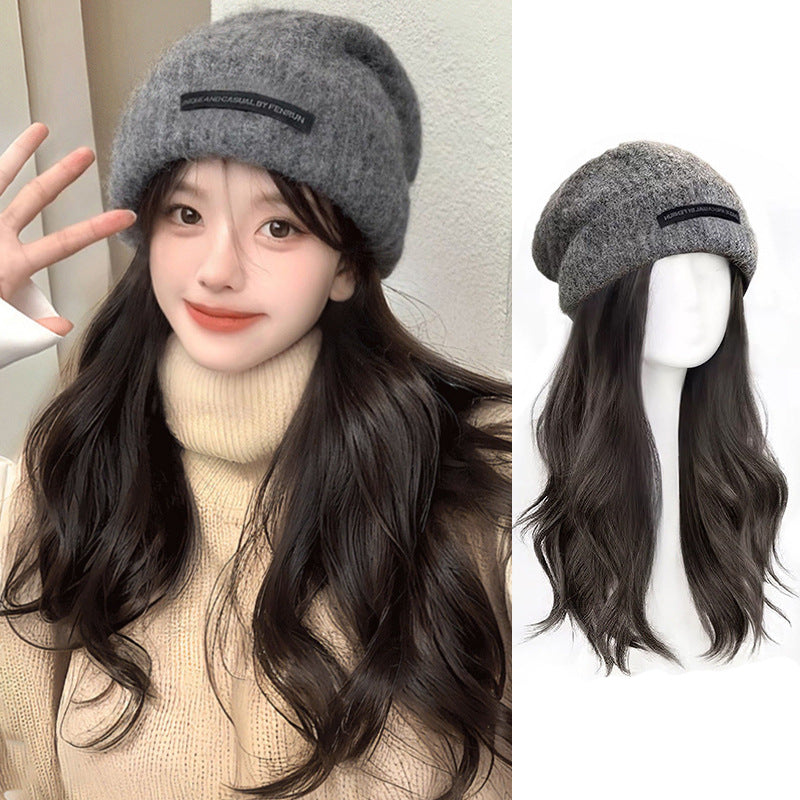 One Female Hair Fashion Casual Knitted Wig Long Curls