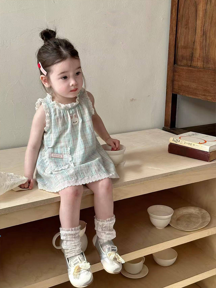 Skirt Summer Lace Vest Western Style Cute Children's Dress