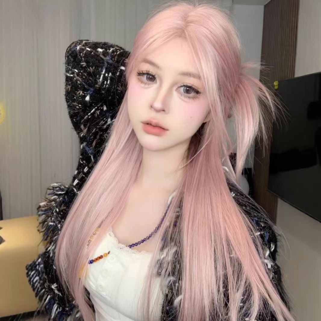 Wei Wen Green Wood Female Small Lace Medium Long Straight Wig