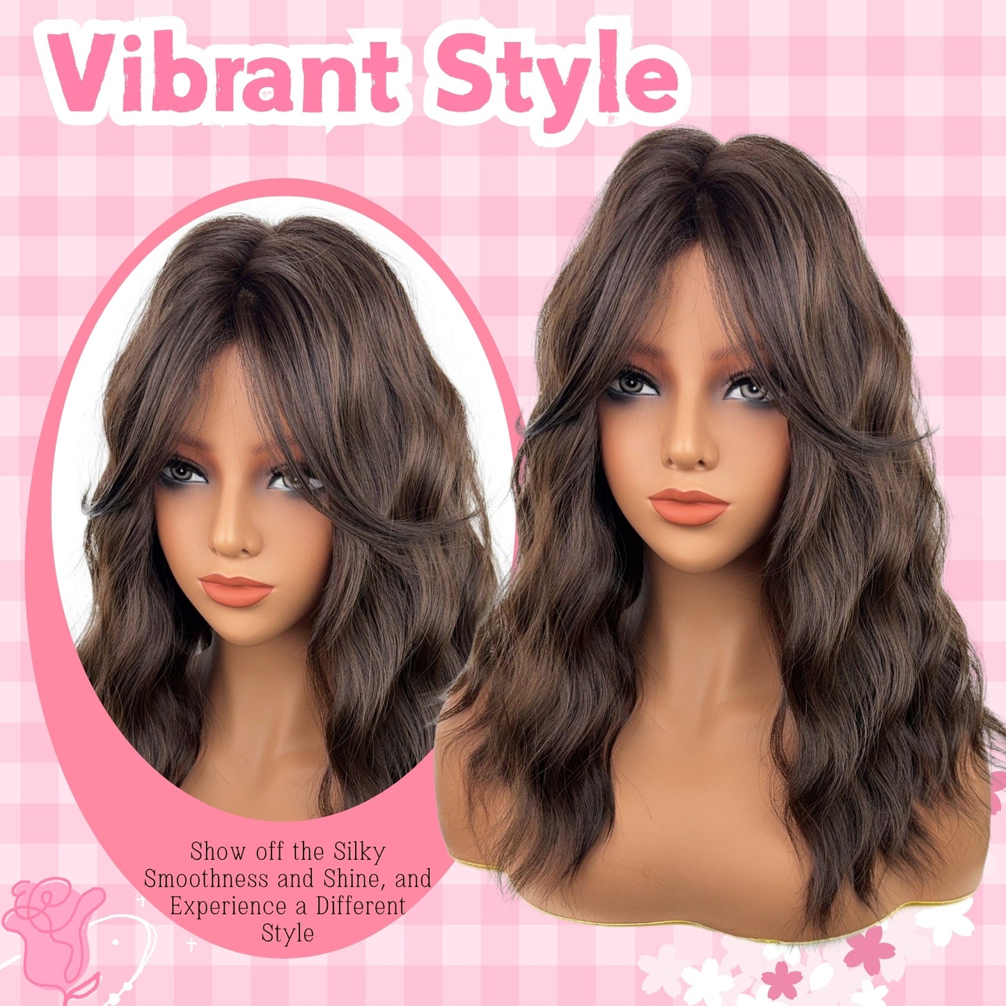 Women's Mid-length Curly Head Cover Water Ripple Mixed Wig Long Curls