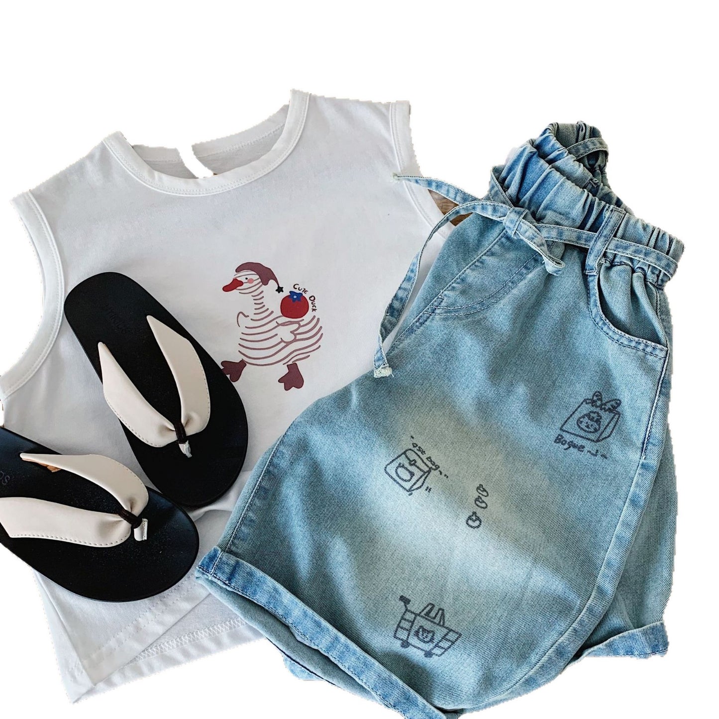 Children's Jeans Summer Thin Printed Cropped Trousers Children's Pants
