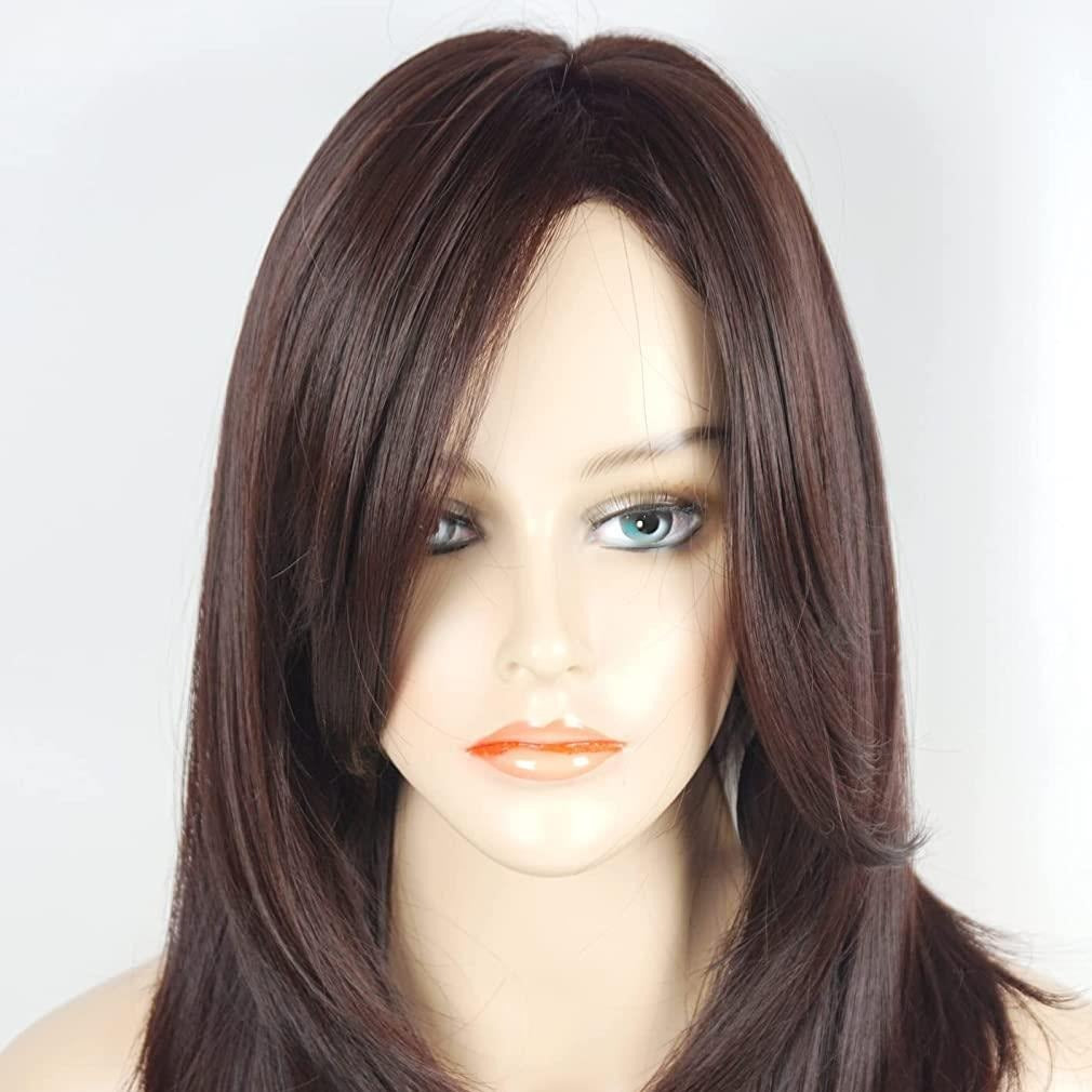Women's Fashion Synthetic Wigs Brown Straight Hair Wig Long Curls