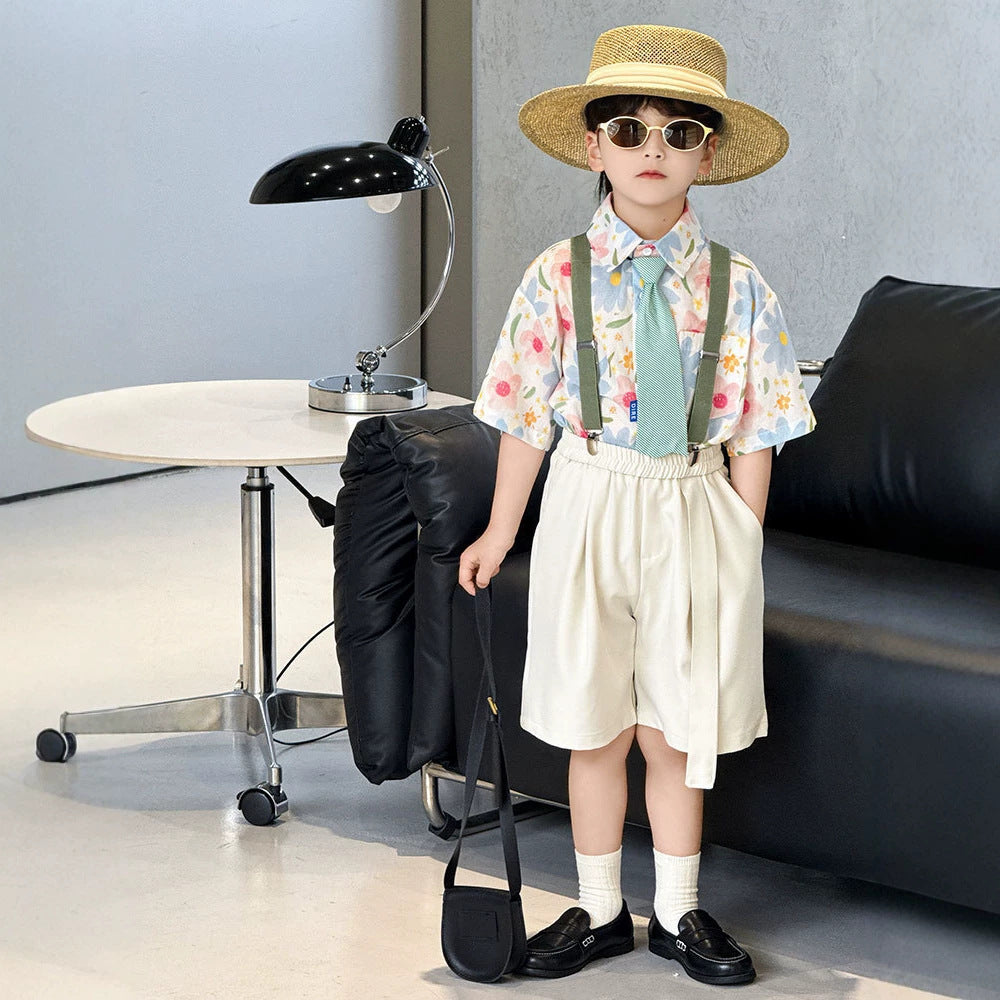 Children's Sleeve Western Style Printed Korean Clothing Children's Shirt