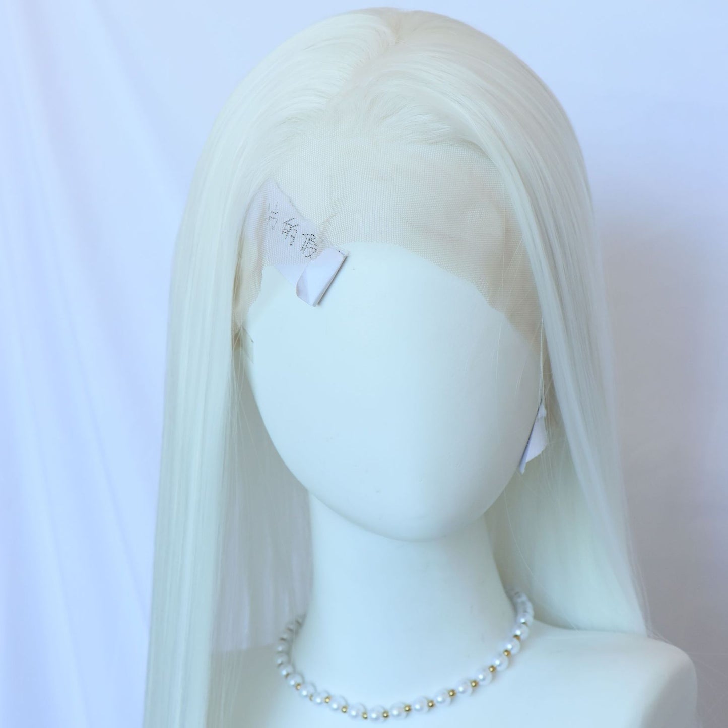 White Free Front Lace Fiber Hair Long Straight Wig