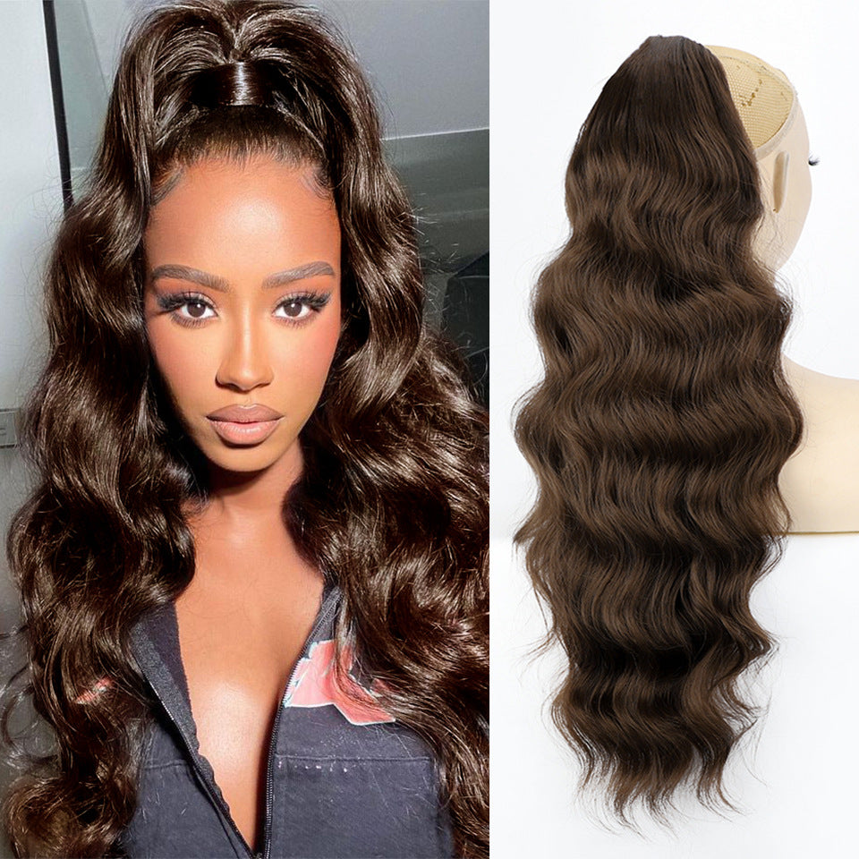 Women's Fiber Drawstring Hair Extension Big Wave Chemical Wig Ponytail