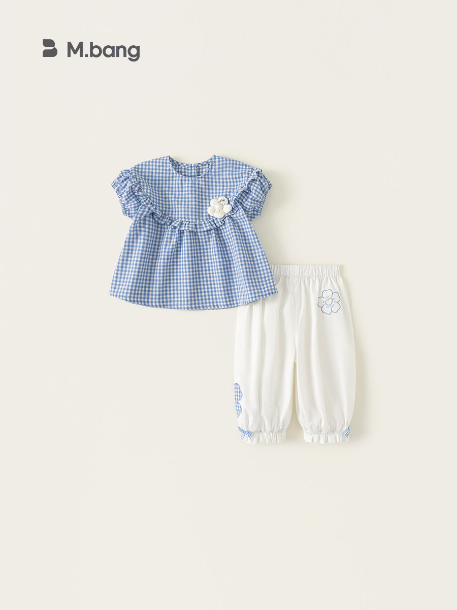 Children's Shirt Ankle Banded Pants Two-piece Flower Summer Clothes Short Sleeve Children's Suit