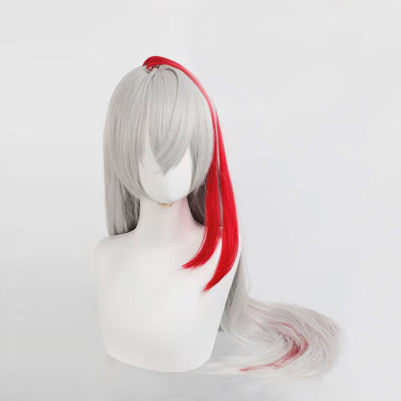 Blue Gradually Varied Pink Double Tiger Mouth Clip Mid-length Cos Wig
