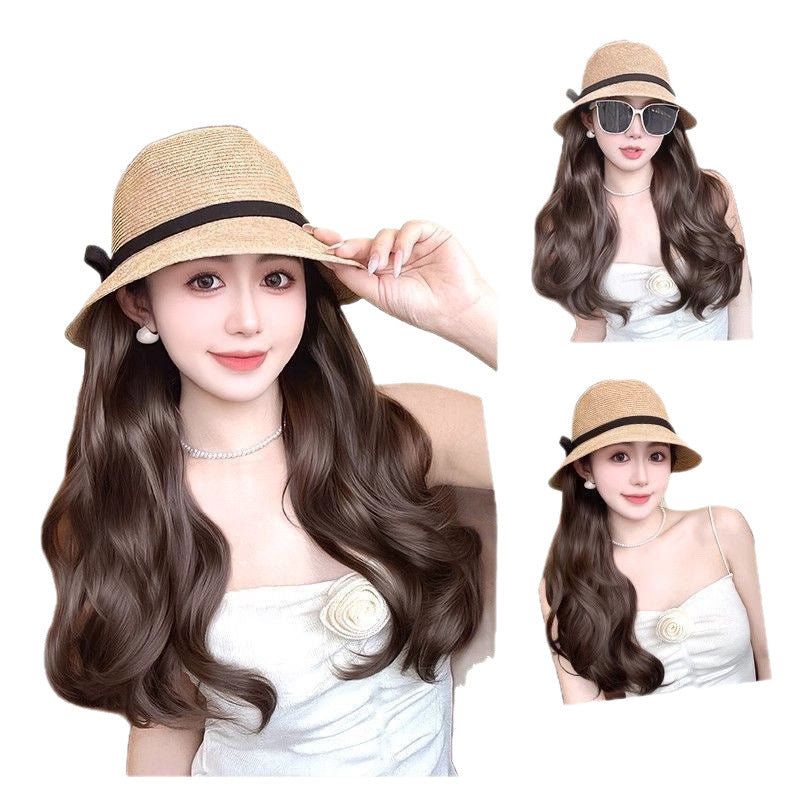 Women's Integrated Curly Hair Summer Fashion Woven Fisherman Big Wig Long Curls