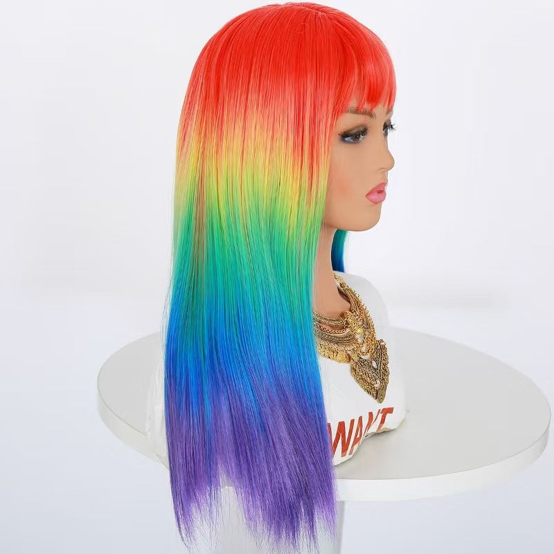 Women's Play Halloween Dress Up Medium Long High Temperature Resistant Synthetic Wig Short Straight Hair