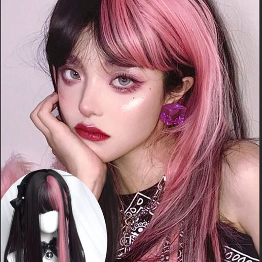 Female Blackberry Powder Color Matching Sweet Spicy Group Style Lolita Cos Wig
