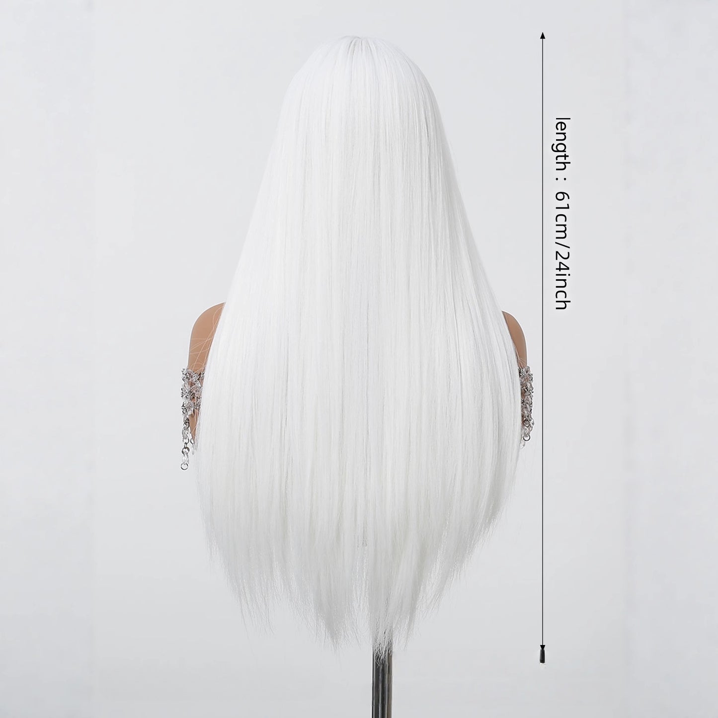 Style Female White Hair Halloween Role Long Straight Wig