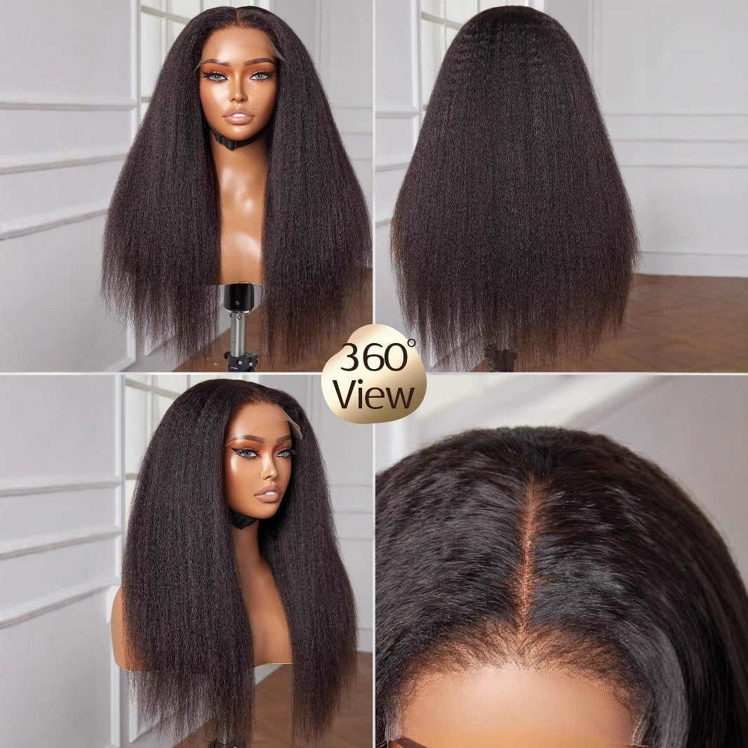 Women's Front Lace Hair Black African Head Long Straight Wig