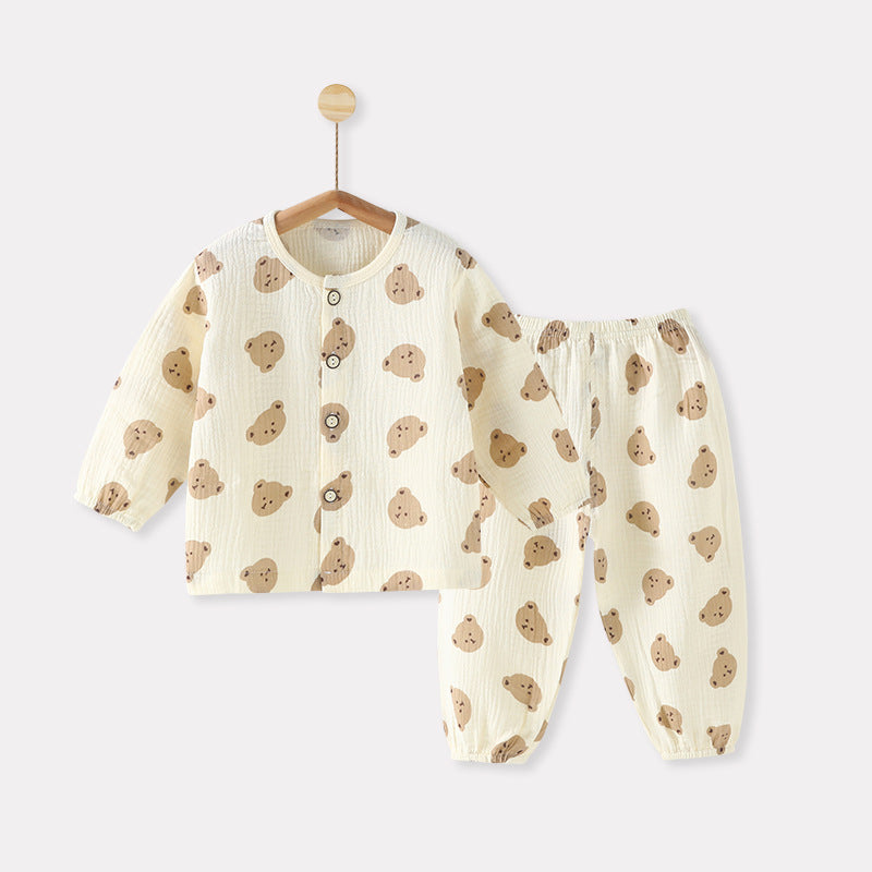 Children's Summer Thin Long-sleeved Pajamas Split Clothes Two-piece Children's Suit