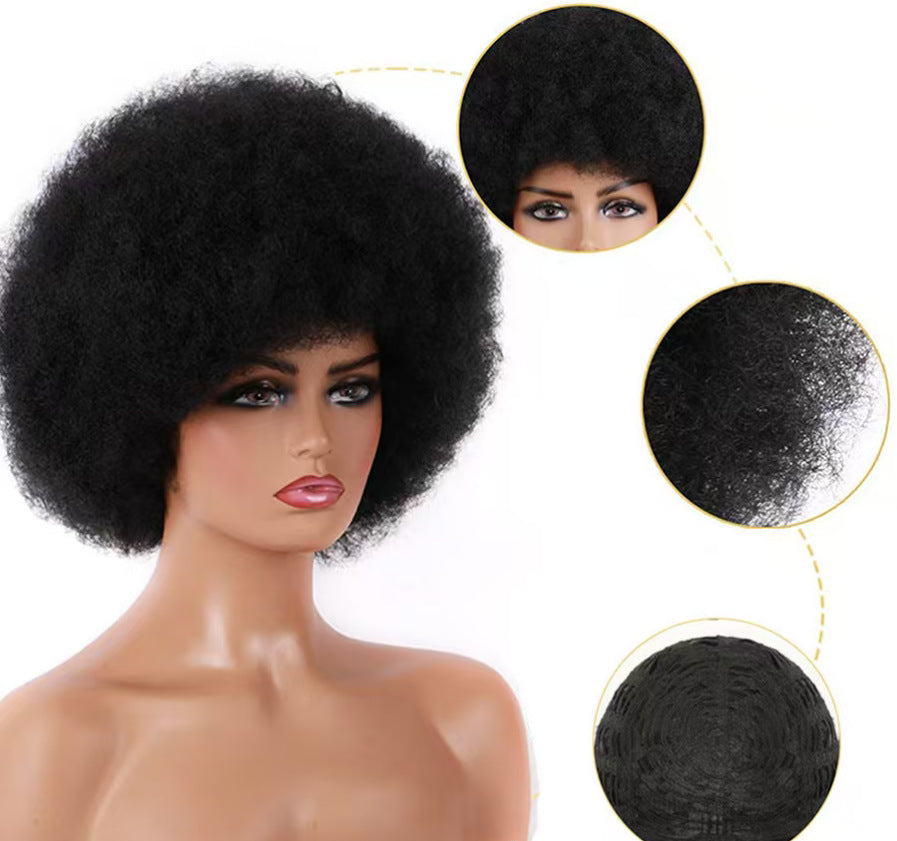 Volume African Qu Afro Human Wigs Front Wig Short Curly Hair
