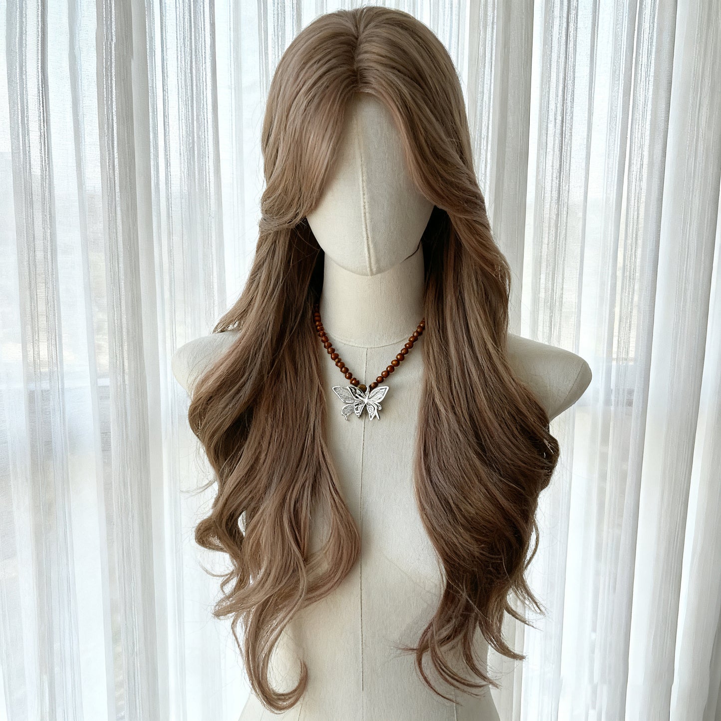 Natural Fluffy Fashion Seamless Mid-length Bangs Big Wave Wig Long Curls