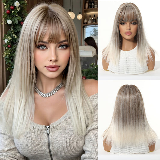 Innovative Summer Refreshing Female Shoulder Gradient Wig Short Straight Hair