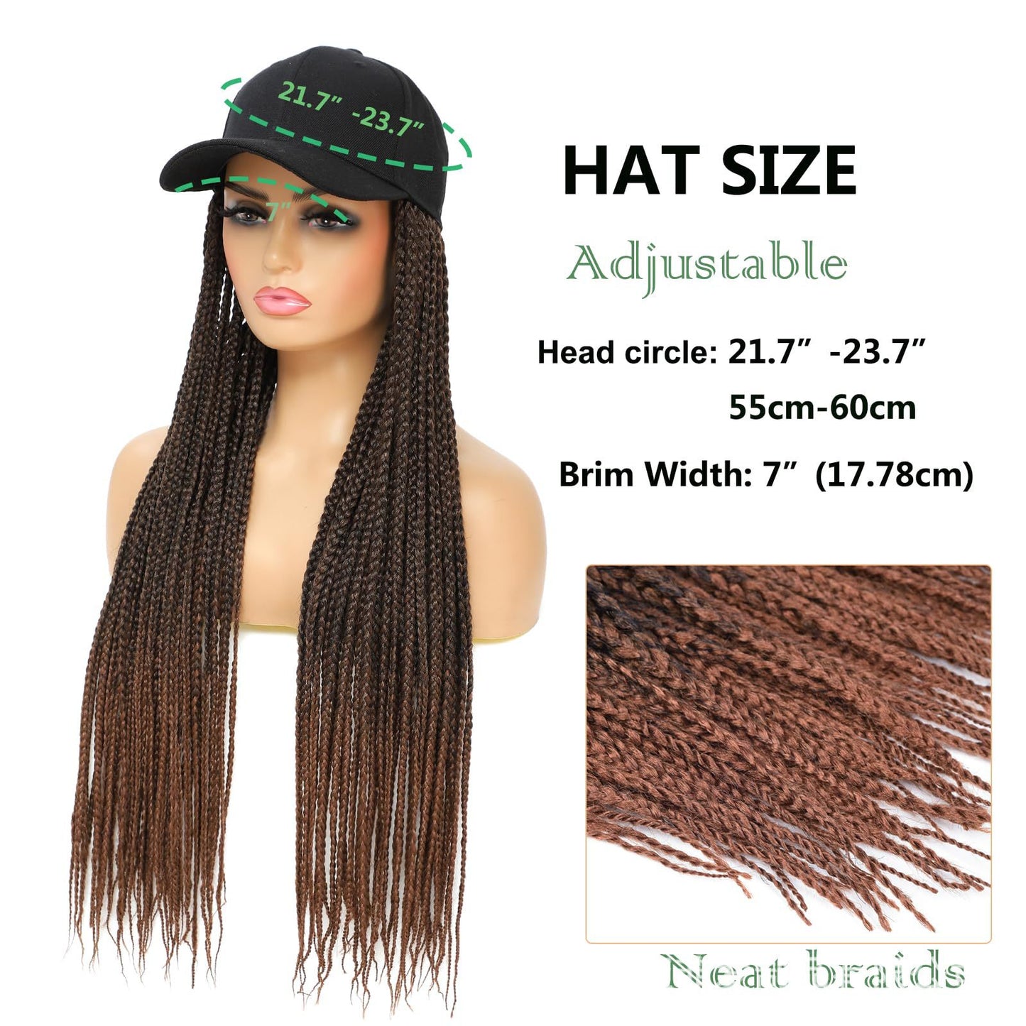 Peaked Cap Dreadlocks Hat Hand-woven Braid Long Straight Wig