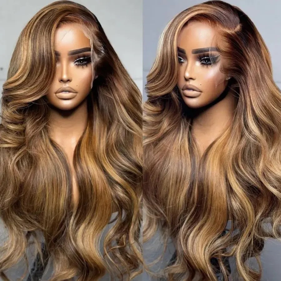 Women's Front Lace Sheath Gradient Color Curly Wig Long Curls
