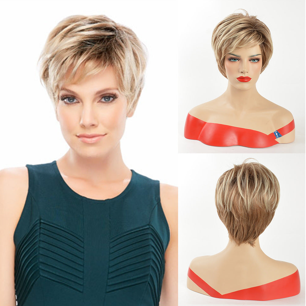 Durable Women's Fashion Curly Head Cover Wig Short Straight Hair