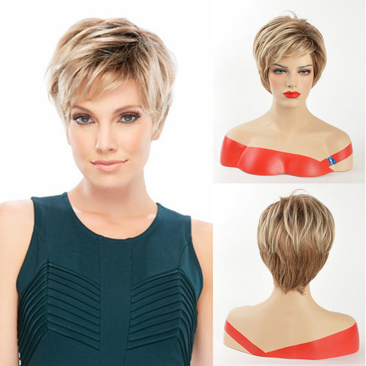 Durable Women's Fashion Curly Head Cover Wig Short Straight Hair