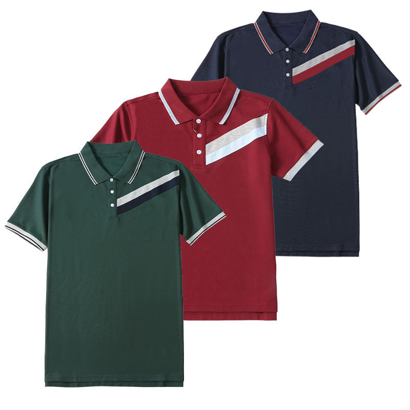 Summer Short Sleeve Boys Double Pique Breathable Campus Children's T-shirt