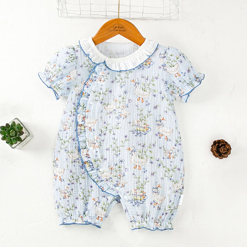 Short-sleeved Rompers Cotton Gauze Cute Super Jumpsuit, Climbing Suit