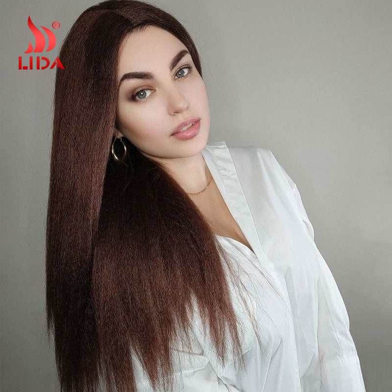Chemical Fiber Mechanism Headgear Mid-length Hair Black Long Straight Wig