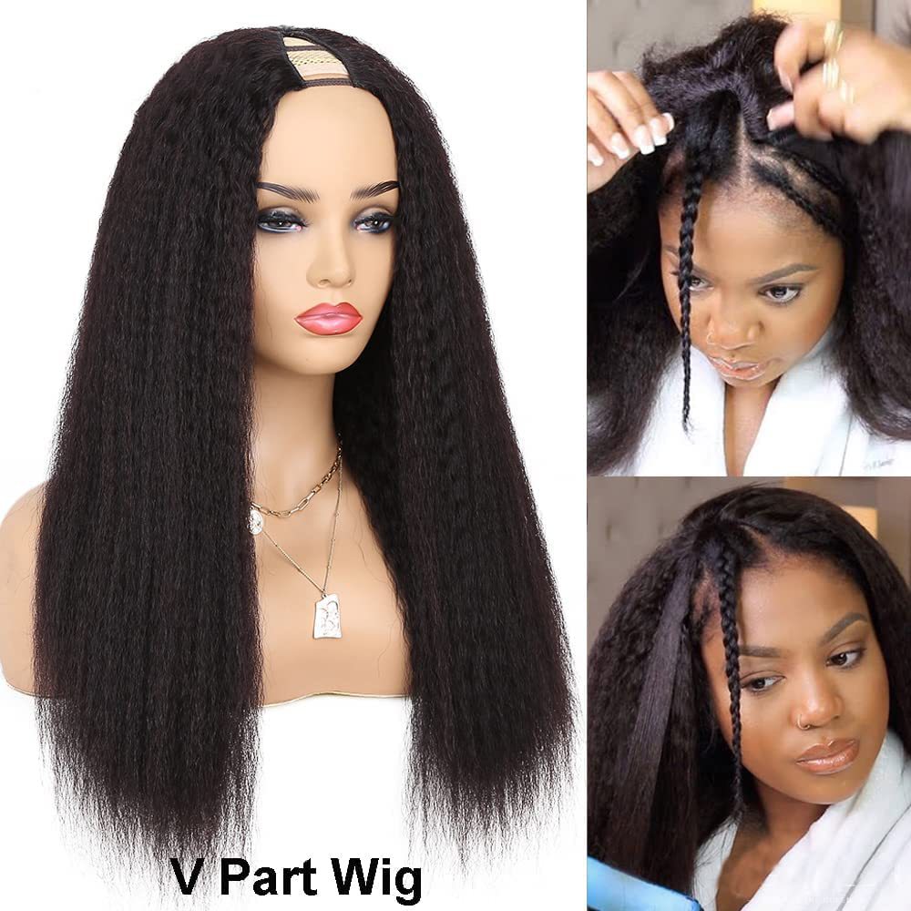 Women's Half Headgear Black Silk Long Straight Hair Wig