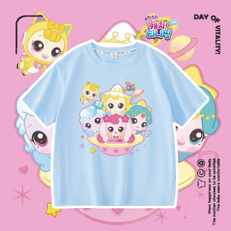 Wonderful Love Cute Short Sleeve Summer Fashionable Round Neck Cotton Children's T-shirt