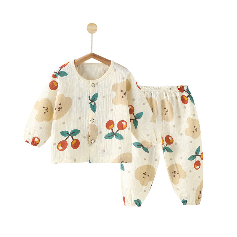 Children's Summer Thin Long-sleeved Pajamas Split Clothes Two-piece Children's Suit