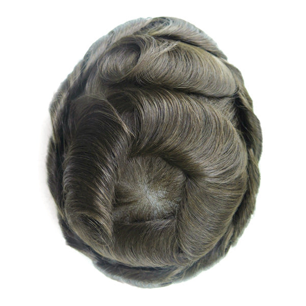 Men's Leather Hand Crochet V Needle Hairpiece Men's Wig