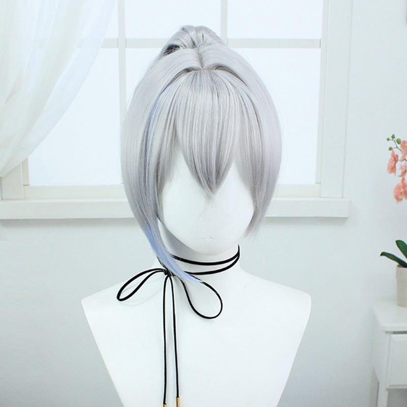 Beautiful Broken Star Dome Railway Simulation Scalp Highlight Blue Color Cos Wig