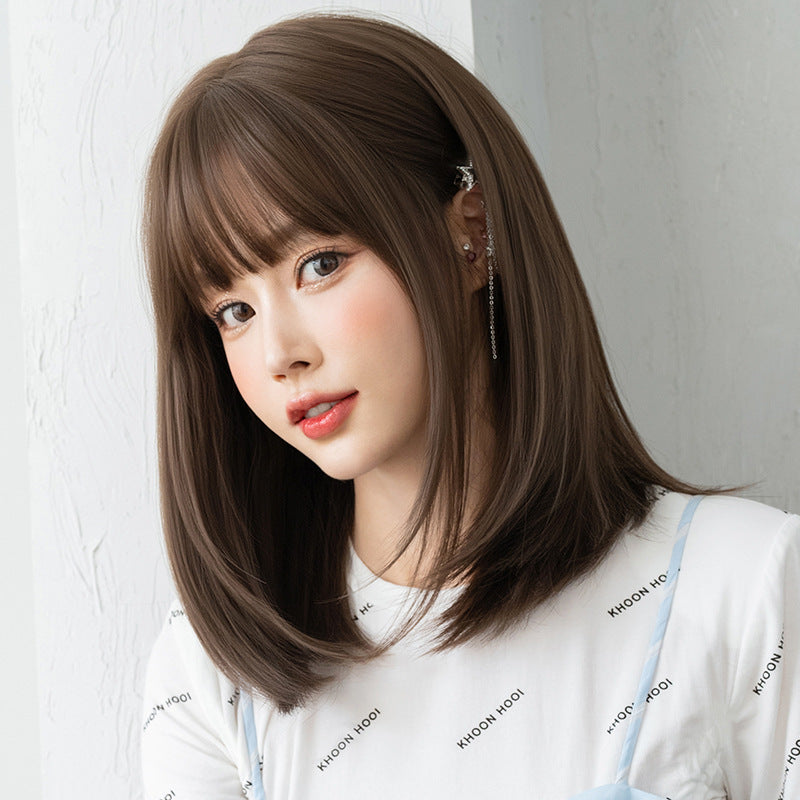 Women's Top Head Cover Sweet Summer Inner Wig Short Straight Hair