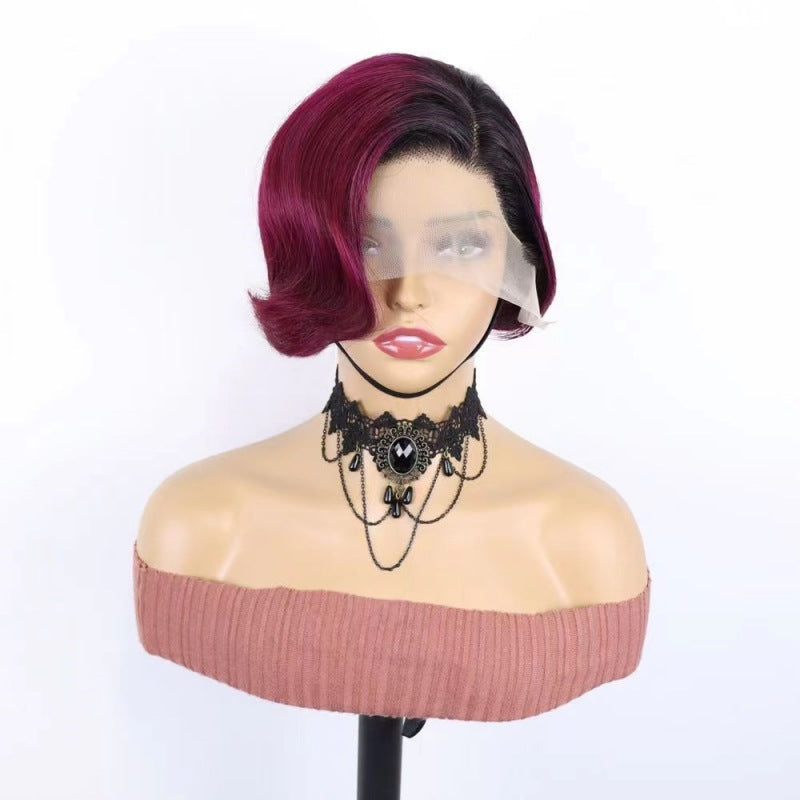 Frontal Pixie Bob Human Color Lace Real Hair Wig