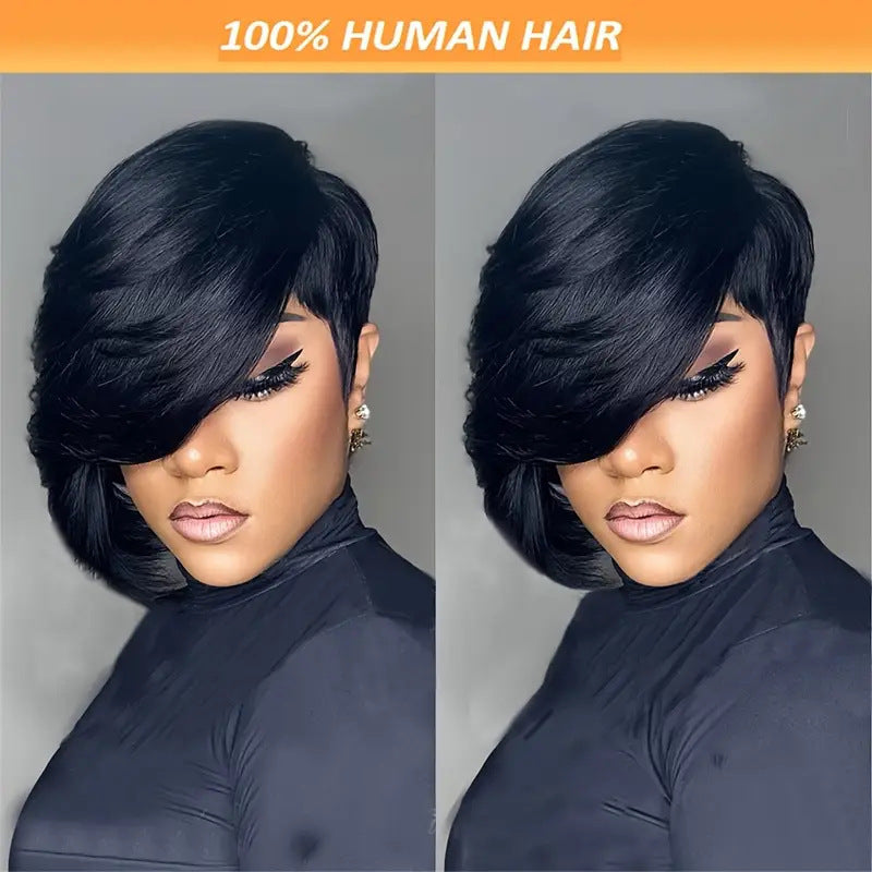 Women's Fashion Synthetic Wigs Black Partial Wig Short Curly Hair