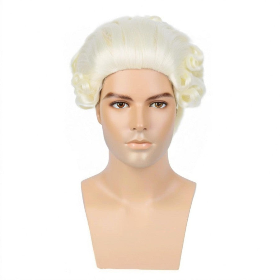 Men's Black White Gray Beige Judge Lawyer Fiber Mechanism Cos Wig