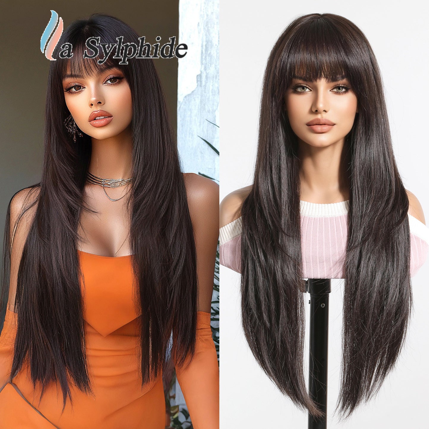 Women's Black Long Straight Fiber High Level No Need To Real Hair Wig
